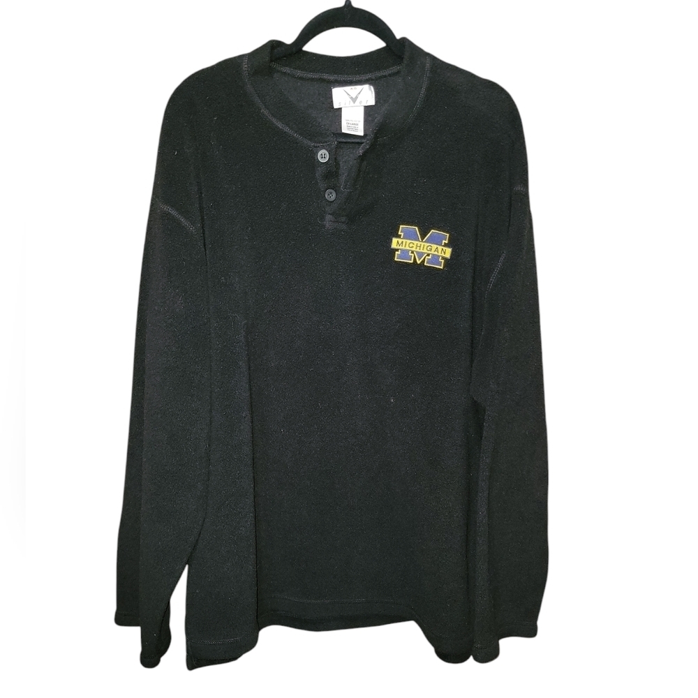 90s Silver active gear Michigan Black pull over sweater jacket size XL